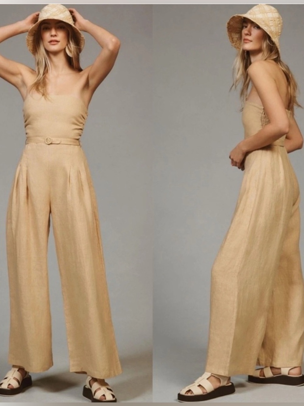 Faithfull the Brand Alegrias Jumpsuit in Wheat 4